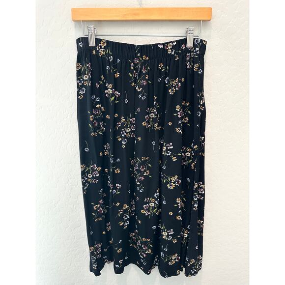 BRIGGS NEW YORK | Vintage Black Floral Pleated Midi Skirt | Size 12 - Picture 4 of 7